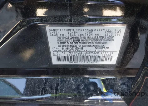 2025 Nissan Sentra Sv z USA, uszkodzony, nr VIN 3N1AB8CV9SY236498